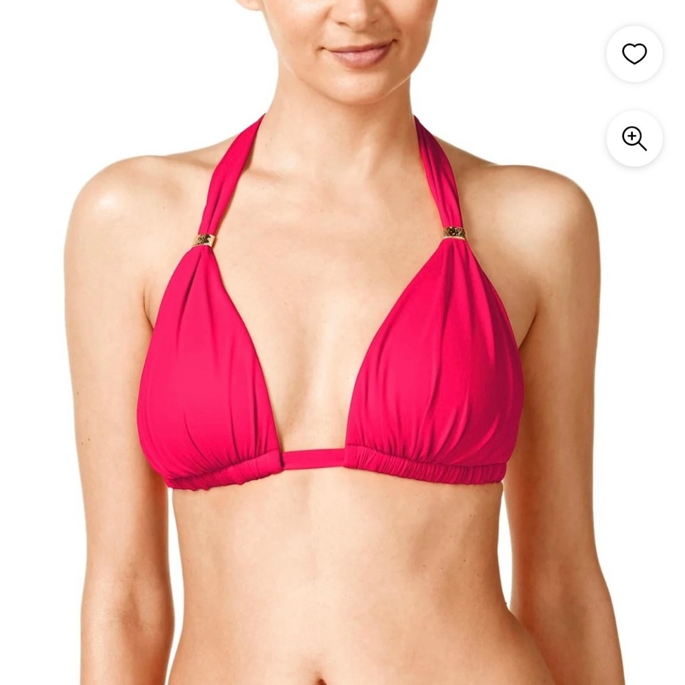 Preowned LAUREN by RALPH LAUREN red triangle bikini top sz 10 bottoms sz 14